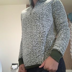 Olive Green Fuzzy a Quarter Zip